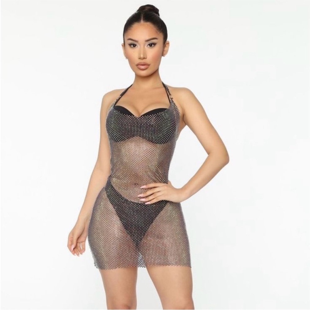 Fashion Nova Moving to Vegas Rhinestone Dress Gunmetal